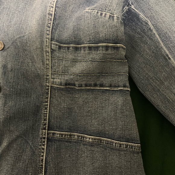 Midnight Velvet Jean Jacket (L) Decorative and Unique, knee length. Gently Used - Picture 8 of 9